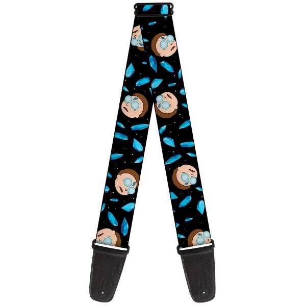 Guitar Strap - Rick and Morty Death Crystals and Morty Expression Black Blues Cheap