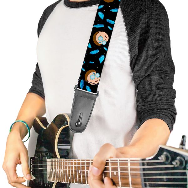 Guitar Strap - Rick and Morty Death Crystals and Morty Expression Black Blues Cheap - Image 2