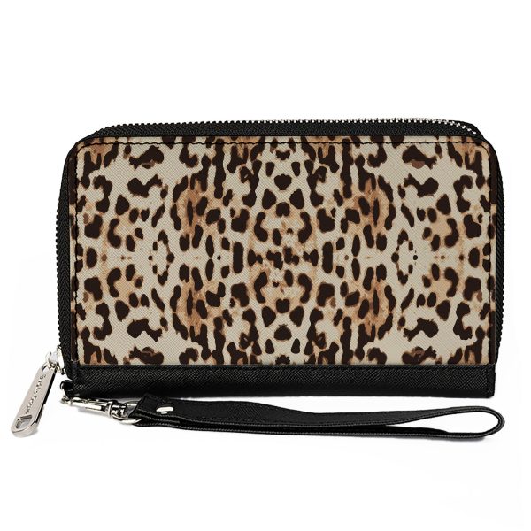 Women s PU Zip Around Wallet Rectangle - Cheetah Print Tan Browns For Sale