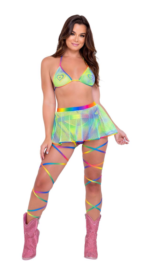 Roma Tie-Dye Fishnet Flare Skirt - Rave & Festival Wear Fashion